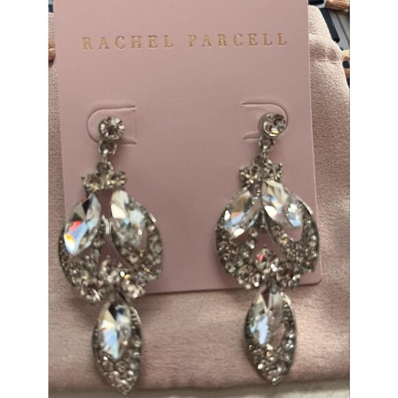Rachel Parcell Gold Leaf Crystal Drop Chandelier Earrings - Picture 4 of 4